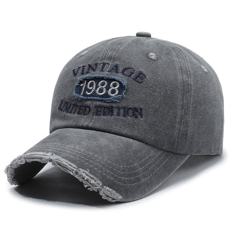 American Retro Soft Top Make Old Ripped Letter Embroidered Baseball Cap - E. M. E. LLC0