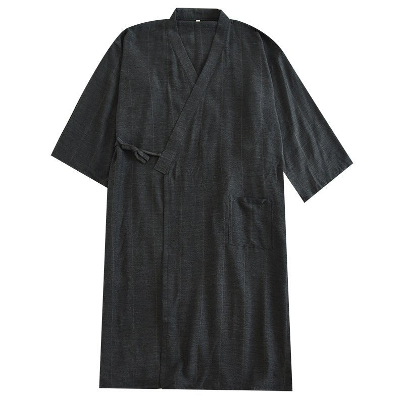 Japanese Style Lace - up Kimono Pajamas Men's Spring And Summer Pure Cotton Thin - E. M. E. LLC0