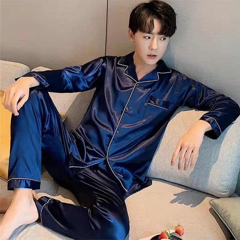 Men's Fashion Large Size Silk Pajamas Suit - E. M. E. LLC0
