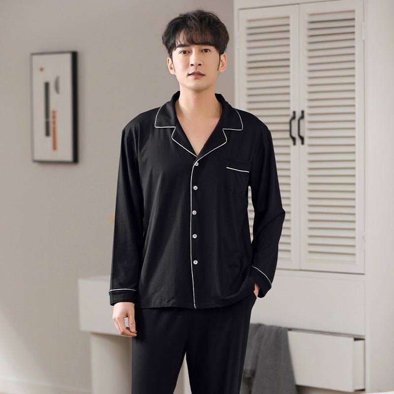 Modal Pajamas Men's Spring And Autumn Long Sleeve Cardigan Suit - E. M. E. LLC0