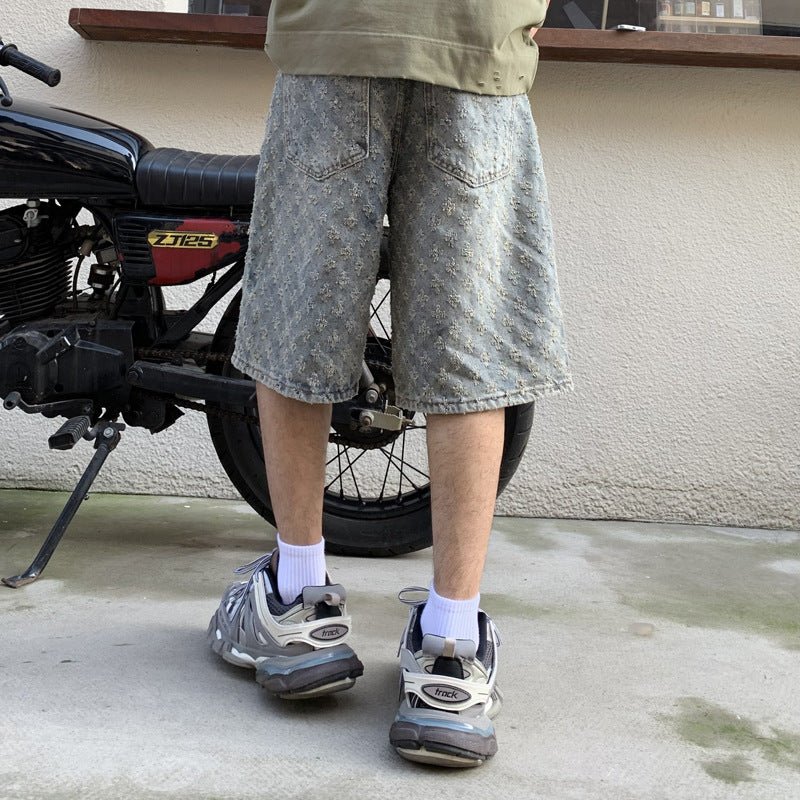 Summer Loose Straight Retro Five - point Denim Shorts - E. M. E. LLC0