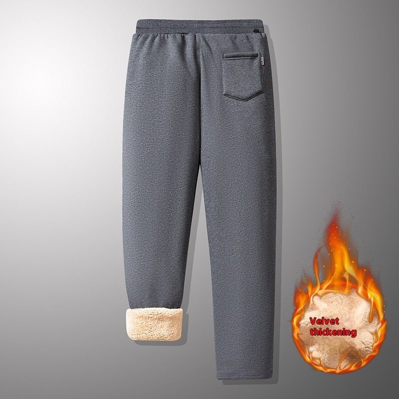 Warm Straight Ankle Tied Sports Velvet Padded Plus Size Cashmere Casual Pants - E. M. E. LLC0