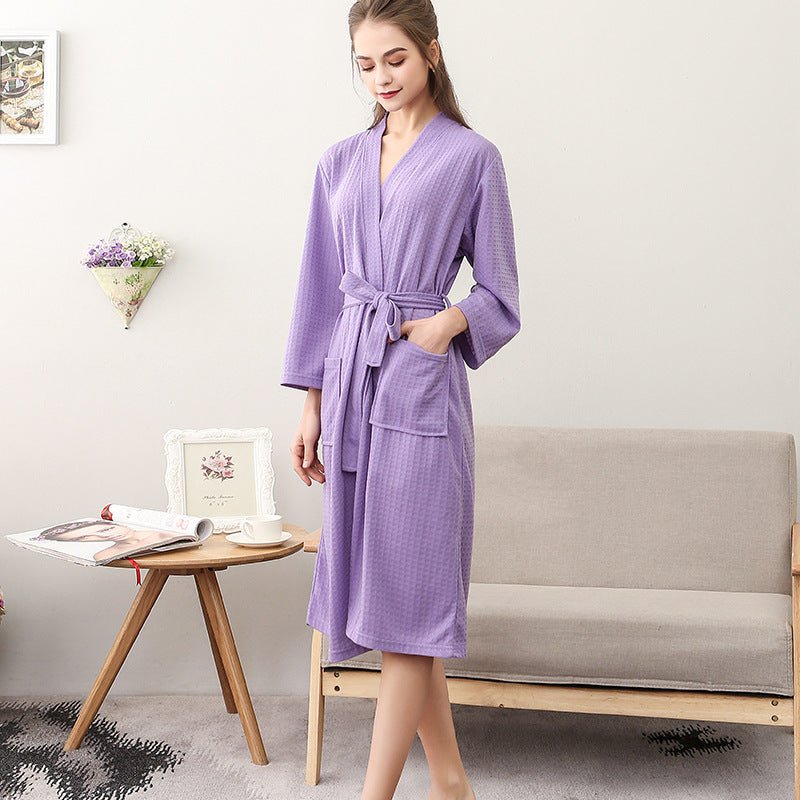 Women's Thin Couple's Nightgown Three Quarter Sleeve Bathrobe - E. M. E. LLC0