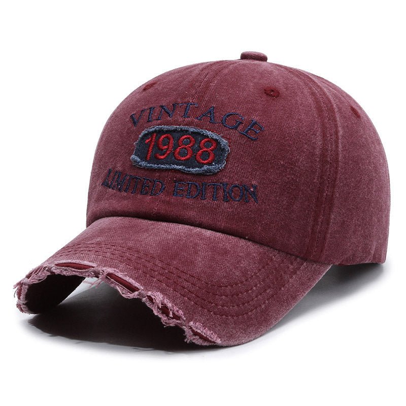 American Retro Soft Top Make Old Ripped Letter Embroidered Baseball Cap - E. M. E. LLC0