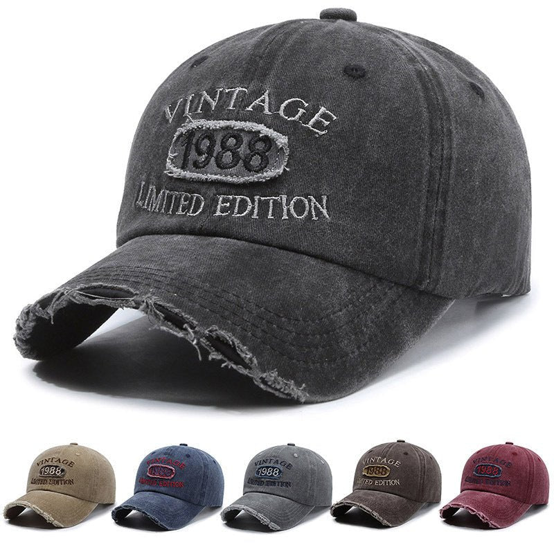 American Retro Soft Top Make Old Ripped Letter Embroidered Baseball Cap - E. M. E. LLC0