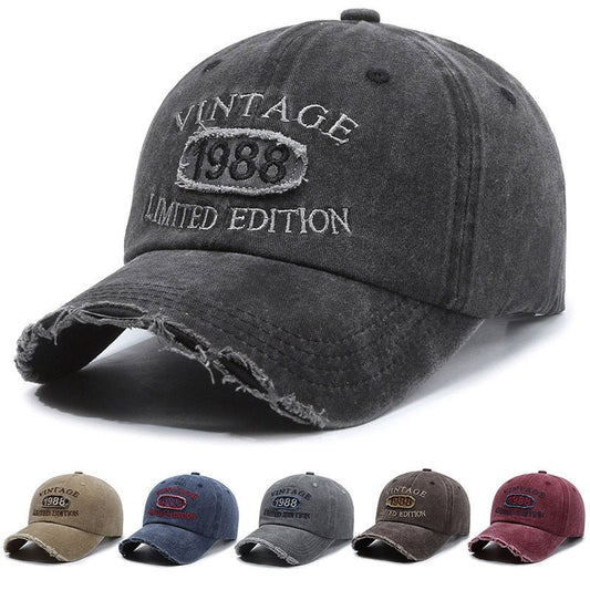 American Retro Soft Top Make Old Ripped Letter Embroidered Baseball Cap - E. M. E. LLC0