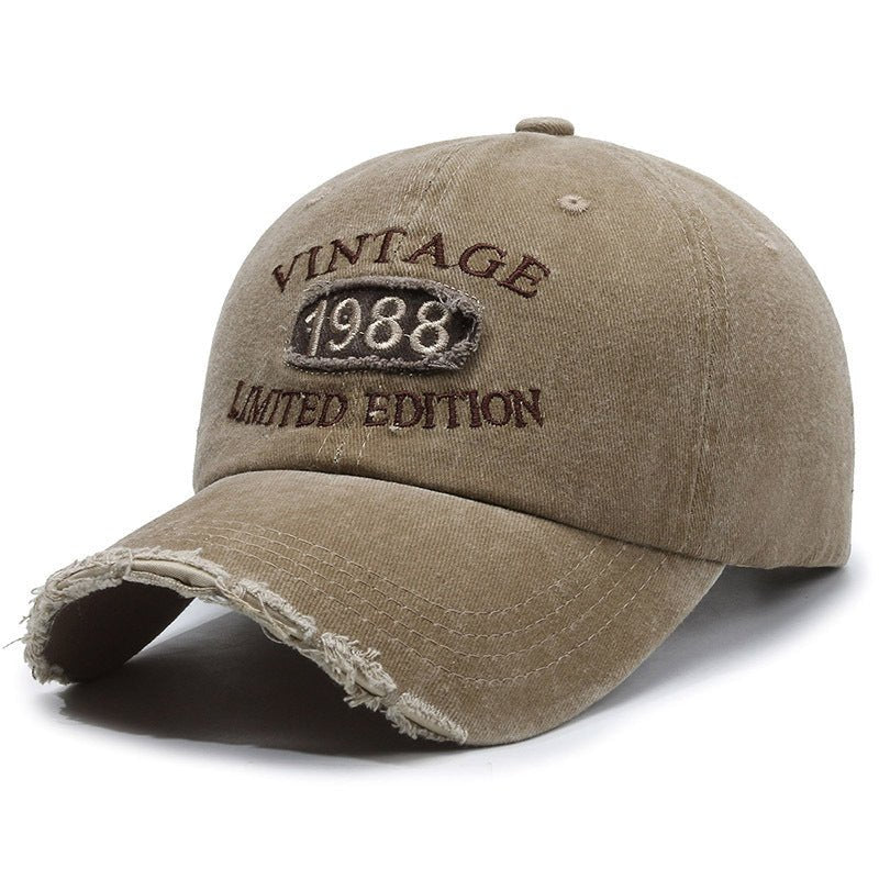 American Retro Soft Top Make Old Ripped Letter Embroidered Baseball Cap - E. M. E. LLC0