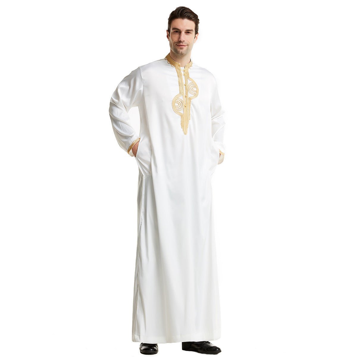 Arabian Middle East Stand Collar Embroidered Robe - E. M. E. LLC0