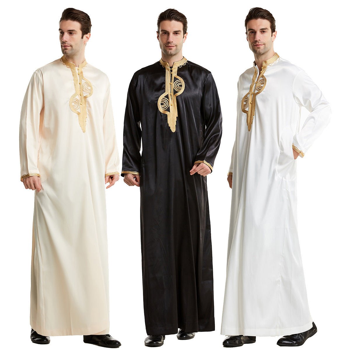 Arabian Middle East Stand Collar Embroidered Robe - E. M. E. LLC0