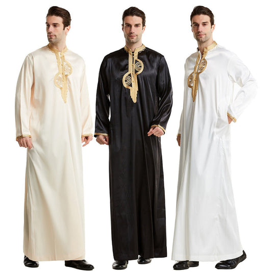 Arabian Middle East Stand Collar Embroidered Robe - E. M. E. LLC0