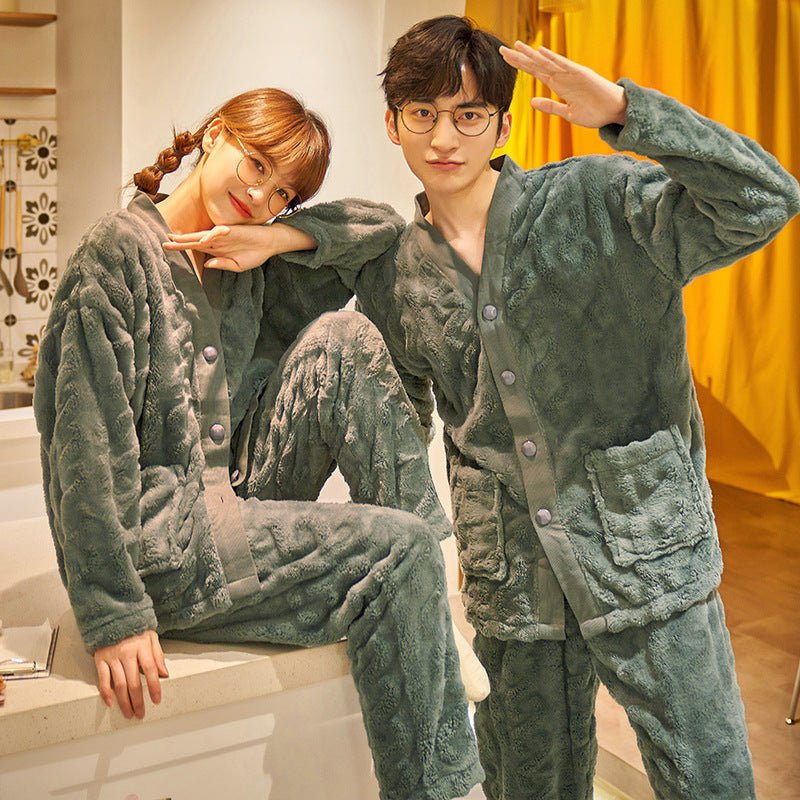 Autumn And Winter Flannel Men's Thickened And Fleece Homewear - E. M. E. LLC0