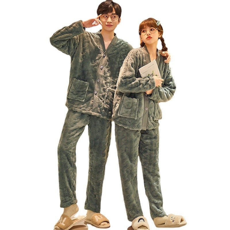 Autumn And Winter Flannel Men's Thickened And Fleece Homewear - E. M. E. LLC0