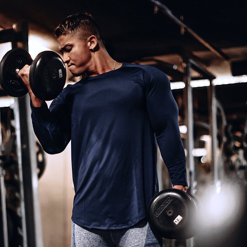 Back Vertical Letter Sports T-shirt Fitness Long Sleeve - E. M. E. LLC0