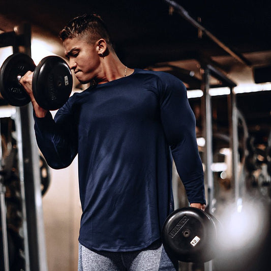 Back Vertical Letter Sports T-shirt Fitness Long Sleeve - E. M. E. LLC0