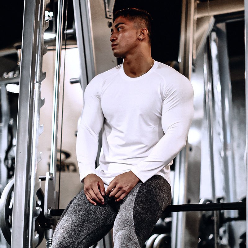 Back Vertical Letter Sports T-shirt Fitness Long Sleeve - E. M. E. LLC0