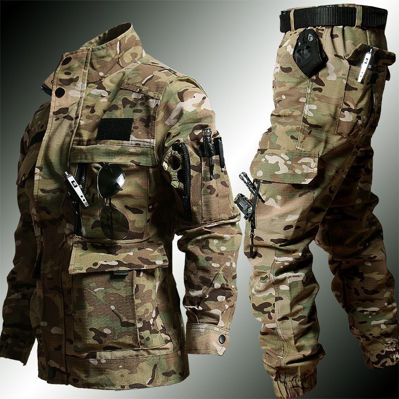 Camouflage Clothing Men's Autumn And Winter Suit Tear - resistant Fitness Shirt Labor Overalls - E. M. E. LLC0