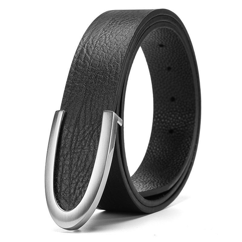 Casual Business Smooth Buckle Fashion Men's Leather Belt - E. M. E. LLC0