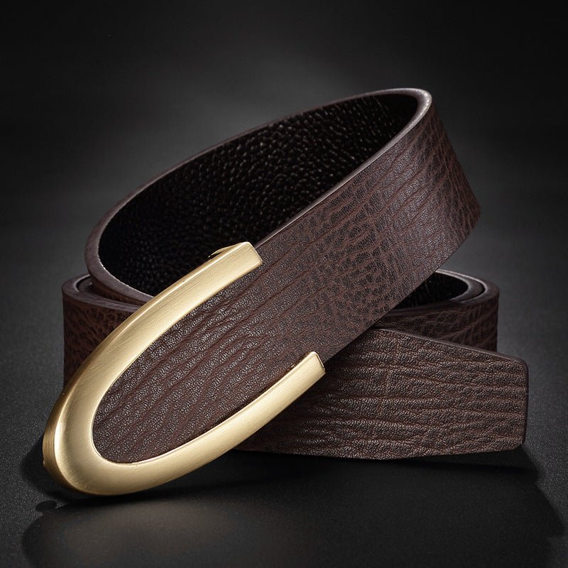Casual Business Smooth Buckle Fashion Men's Leather Belt - E. M. E. LLC0