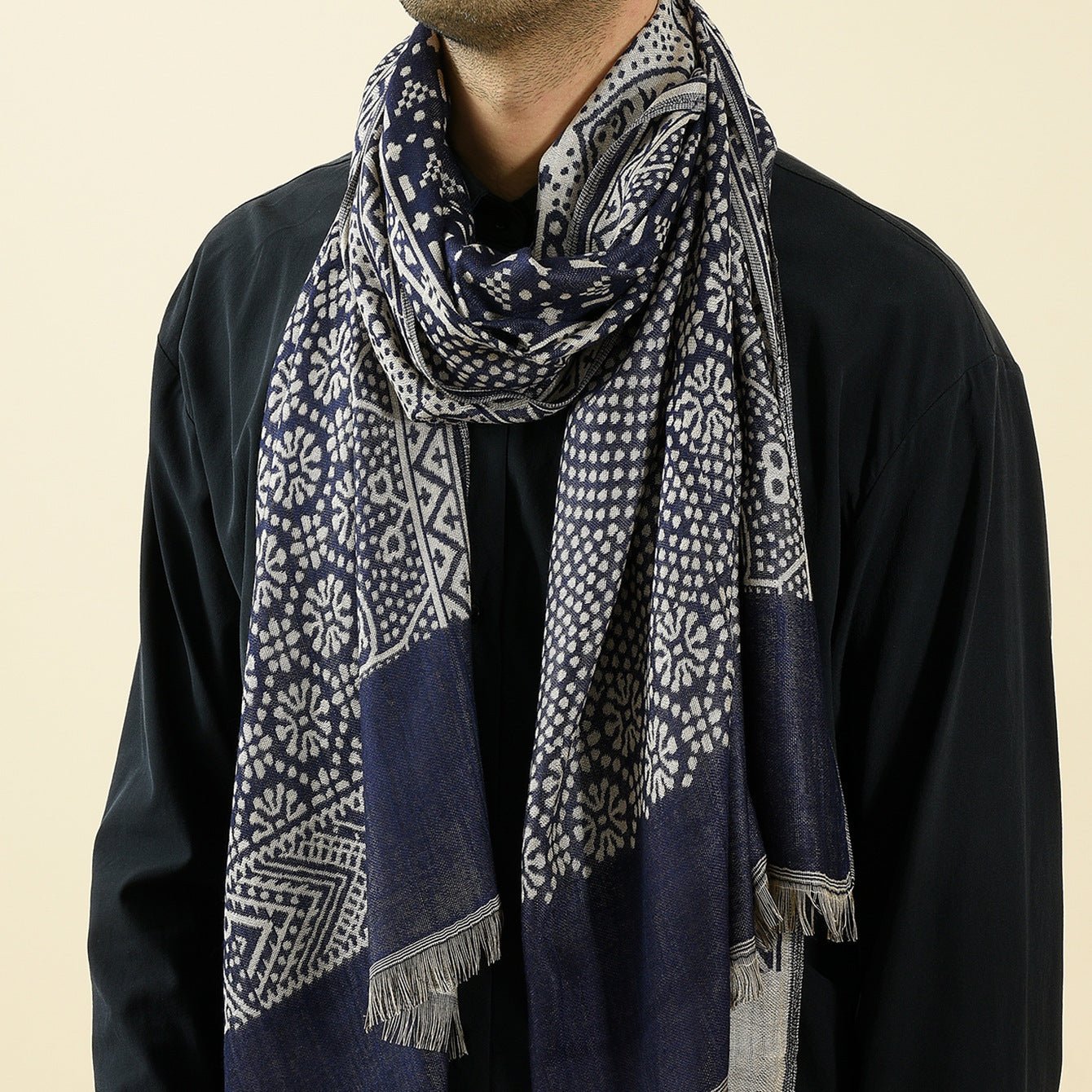 Cotton And Linen Yarn - dyed Scarf Short Beard Ethnic Style - E. M. E. LLC0
