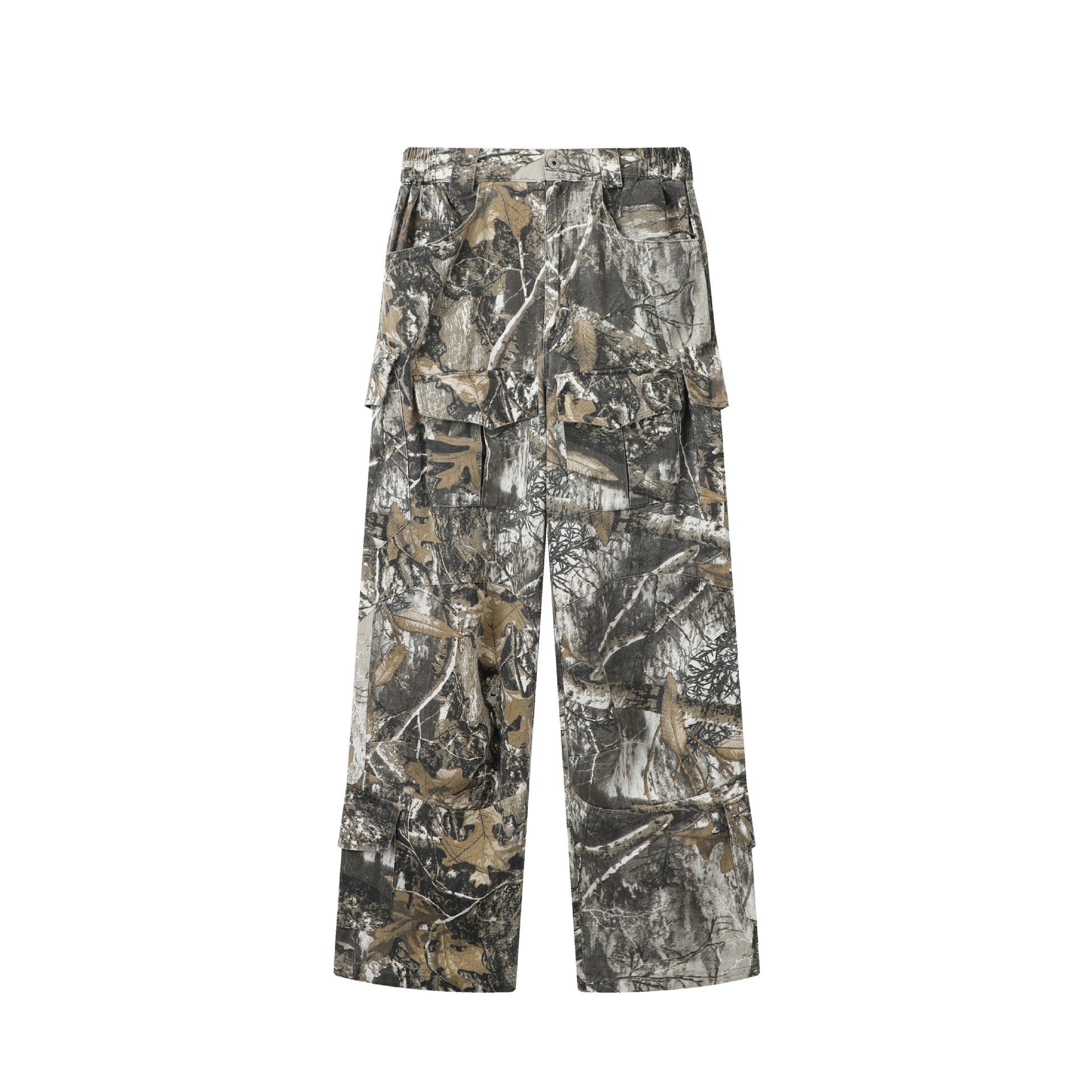 Distressed Camouflage Pants Wide Leg Loose Straight Cargo Pants - E. M. E. LLC0