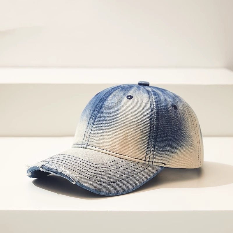 Distressed Gradient Denim Casual All - match Ripped Baseball Cap - E. M. E. LLC0