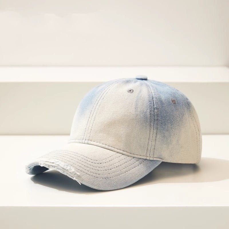 Distressed Gradient Denim Casual All - match Ripped Baseball Cap - E. M. E. LLC0