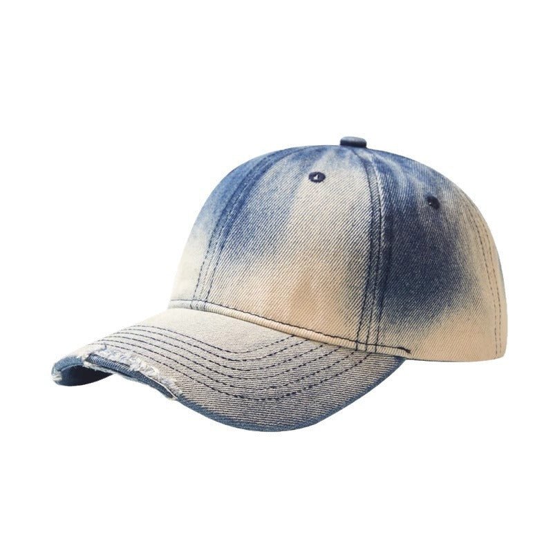 Distressed Gradient Denim Casual All - match Ripped Baseball Cap - E. M. E. LLC0