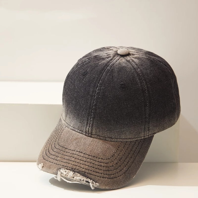 Distressed Gradient Denim Casual All - match Ripped Baseball Cap - E. M. E. LLC0