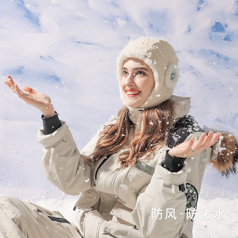 Down Plush Hat For Women Cycling Windproof Waterproof Ear Protection Warm Fashion Hats Winter Thicken Caps - E. M. E. LLC0