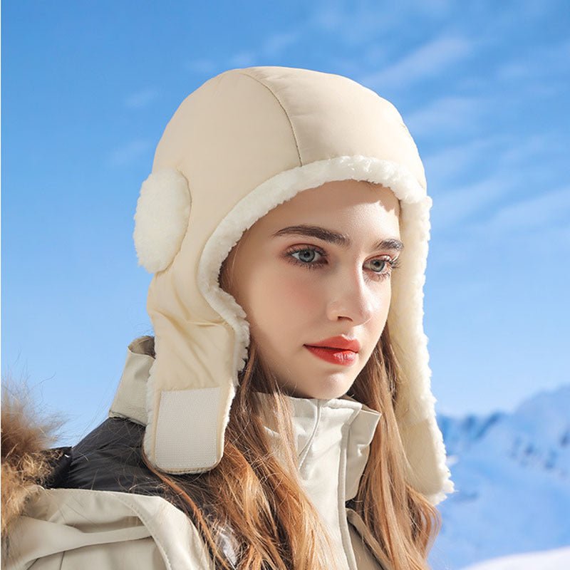 Down Plush Hat For Women Cycling Windproof Waterproof Ear Protection Warm Fashion Hats Winter Thicken Caps - E. M. E. LLC0
