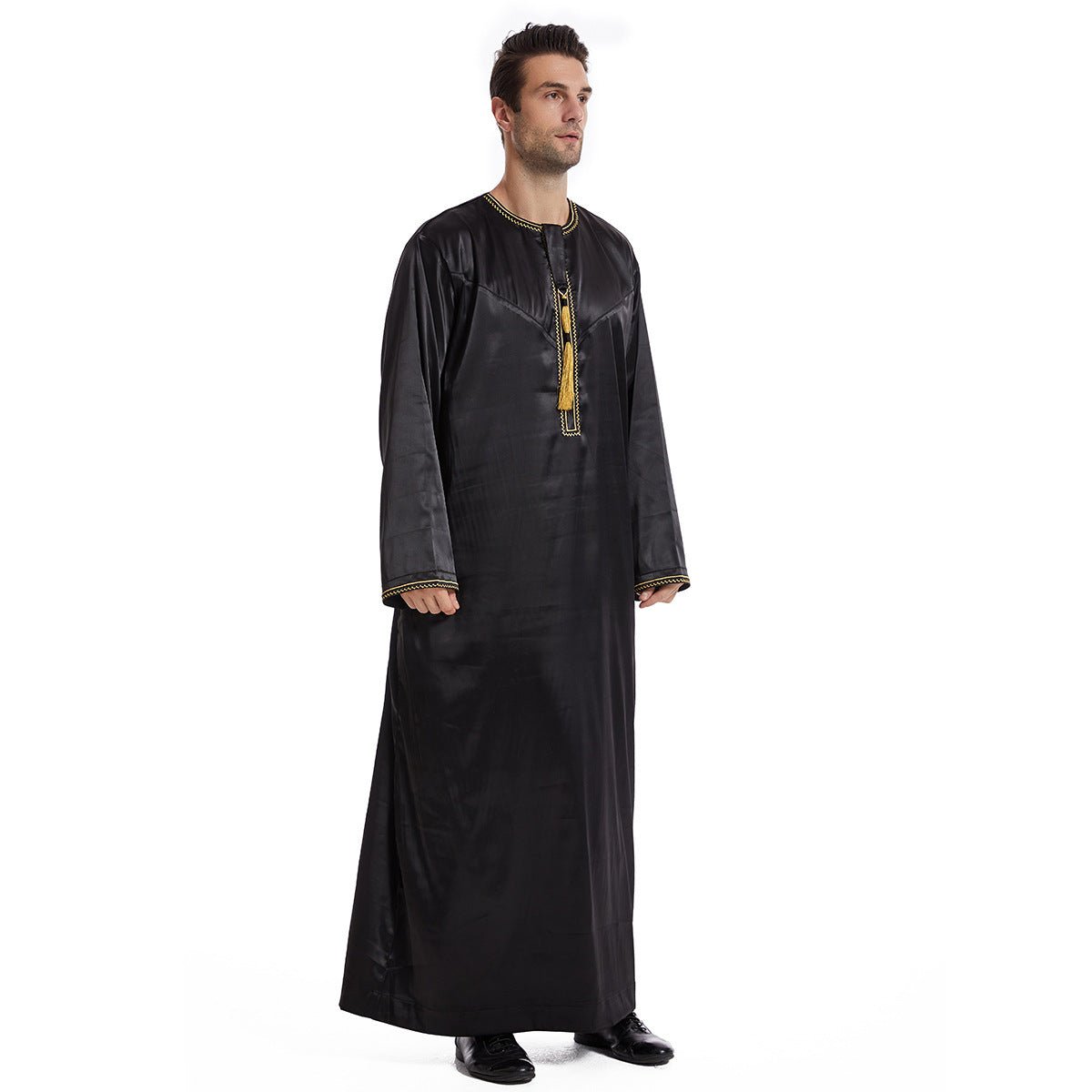 Ethnic Stitching Contrast Color Men's Robe - E. M. E. LLC0