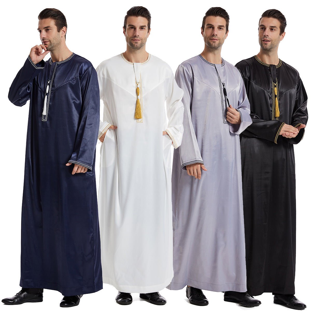 Ethnic Stitching Contrast Color Men's Robe - E. M. E. LLC0