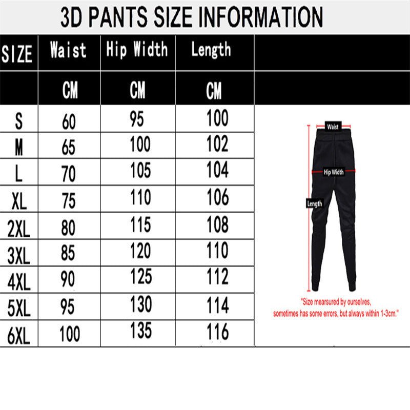 European and American Leisure Sports 3D Digital Printing Loose Couple Pants - E. M. E. LLC0