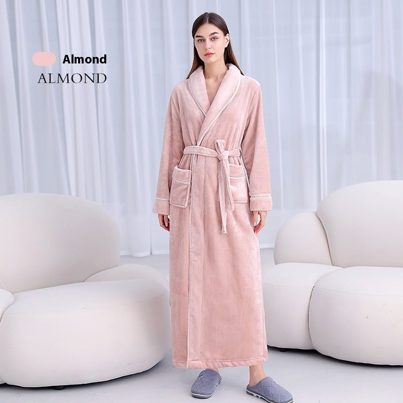 Extended Autumn And Winter Coral Fleece Bathrobe - E. M. E. LLC0