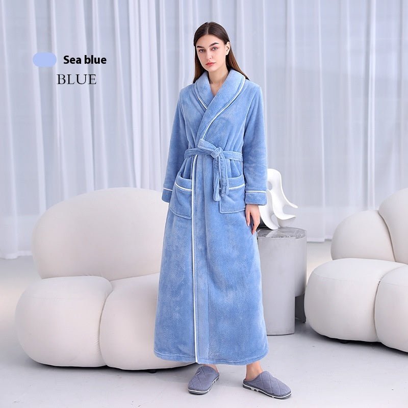 Extended Autumn And Winter Coral Fleece Bathrobe - E. M. E. LLC0