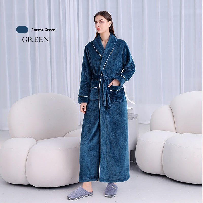 Extended Autumn And Winter Coral Fleece Bathrobe - E. M. E. LLC0