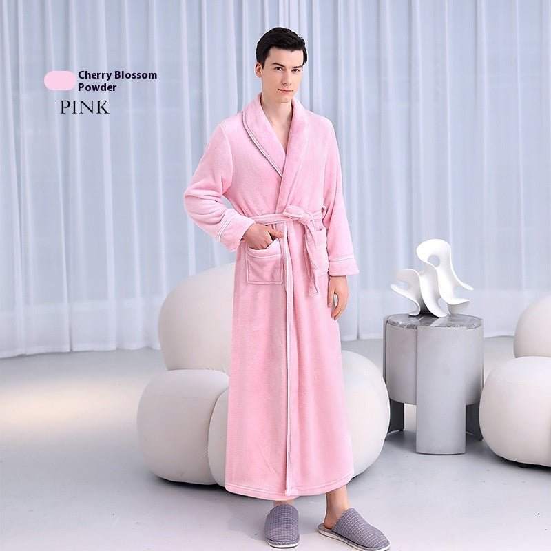 Extended Autumn And Winter Coral Fleece Bathrobe - E. M. E. LLC0