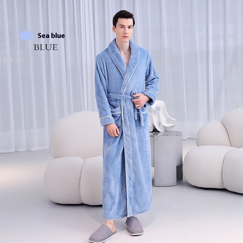 Extended Autumn And Winter Coral Fleece Bathrobe - E. M. E. LLC0