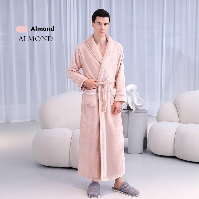 Extended Autumn And Winter Coral Fleece Bathrobe - E. M. E. LLC0
