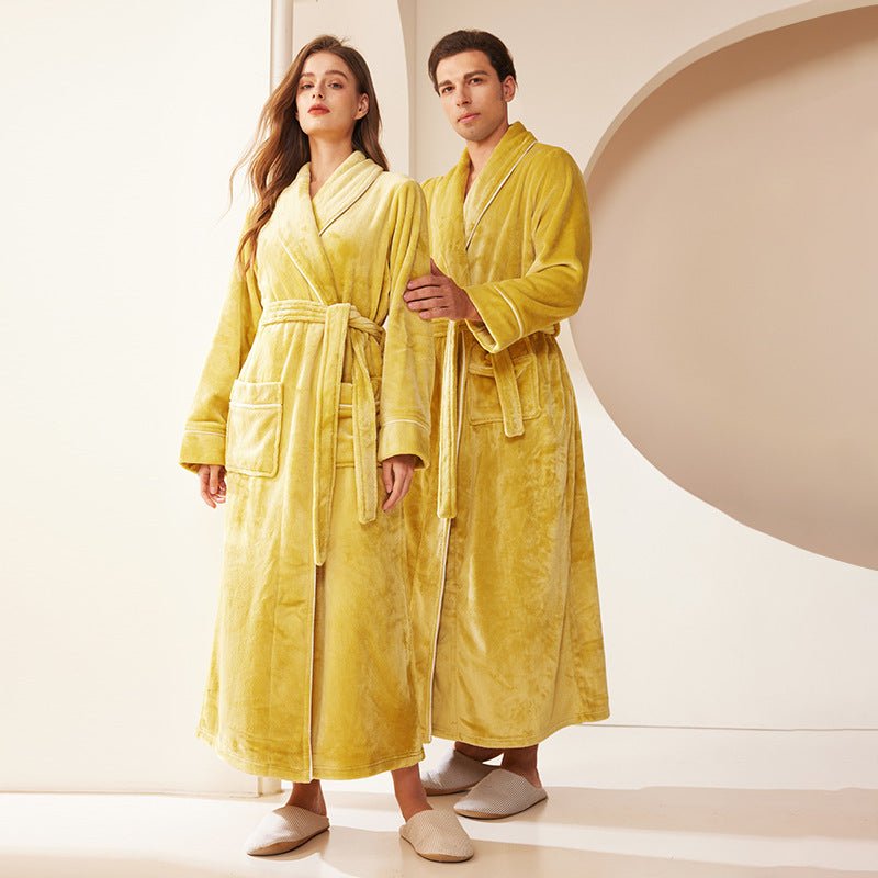 Extended Autumn And Winter Coral Fleece Bathrobe - E. M. E. LLC0