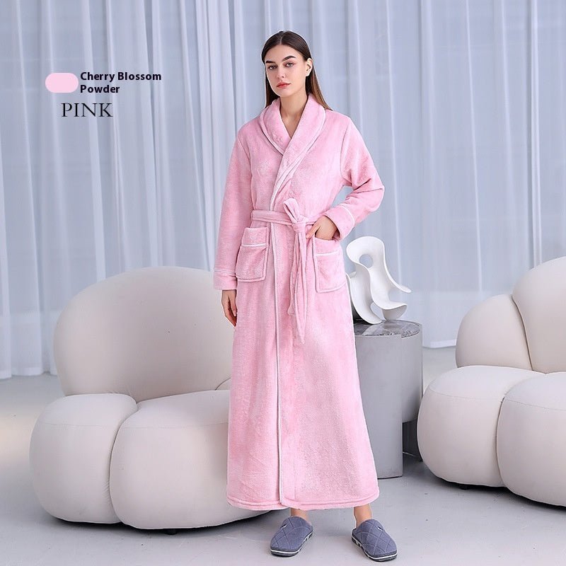 Extended Autumn And Winter Coral Fleece Bathrobe - E. M. E. LLC0