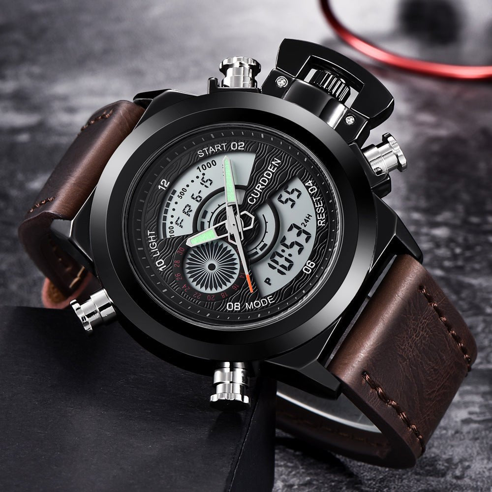Fashion Belt Multi - functional Double Display Sports Watch For Men - E. M. E. LLC0