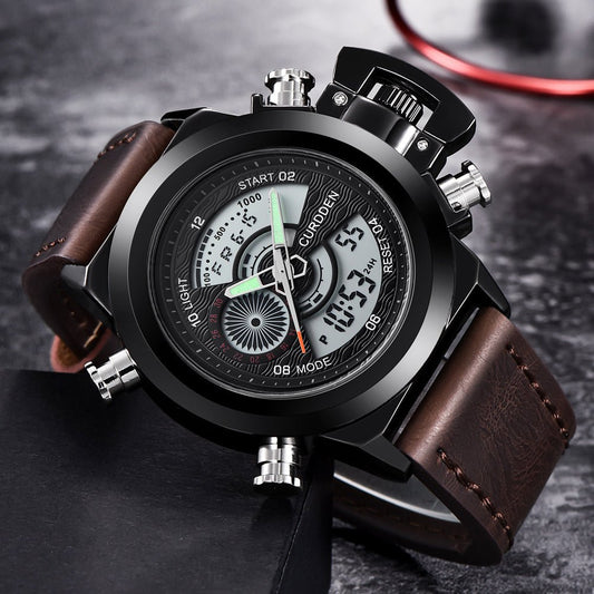 Fashion Belt Multi - functional Double Display Sports Watch For Men - E. M. E. LLC0