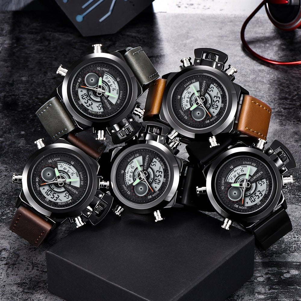 Fashion Belt Multi - functional Double Display Sports Watch For Men - E. M. E. LLC0
