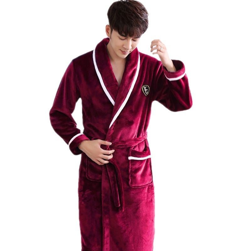 Flannel Thickened Long Section Bathrobe Men - E. M. E. LLC0