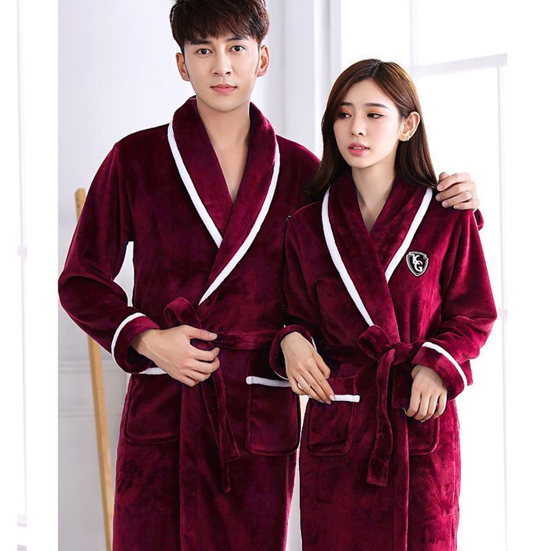 Flannel Thickened Long Section Bathrobe Men - E. M. E. LLC0