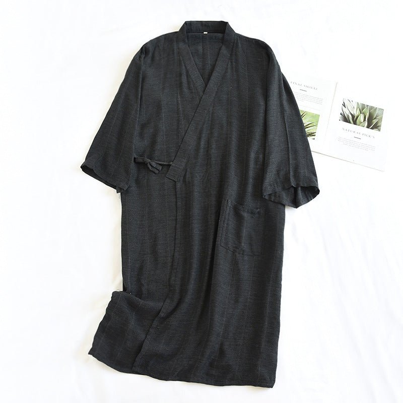 Japanese Style Lace - up Kimono Pajamas Men's Spring And Summer Pure Cotton Thin - E. M. E. LLC0