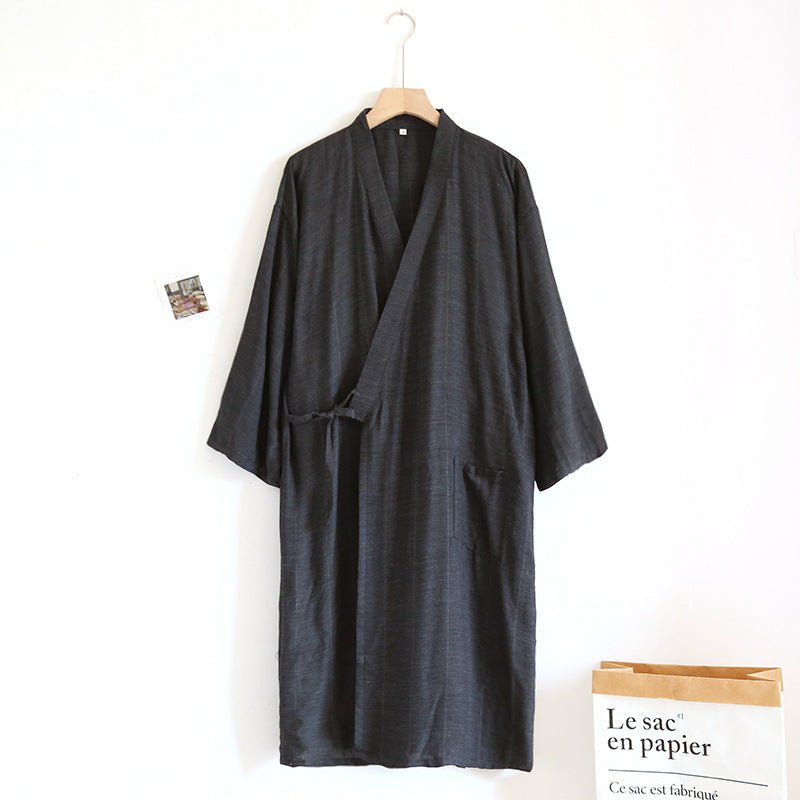 Japanese Style Lace - up Kimono Pajamas Men's Spring And Summer Pure Cotton Thin - E. M. E. LLC0