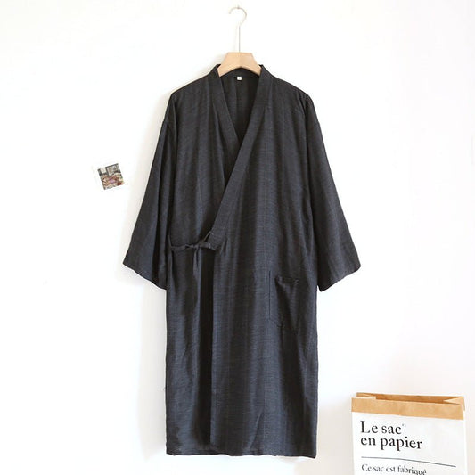 Japanese Style Lace - up Kimono Pajamas Men's Spring And Summer Pure Cotton Thin - E. M. E. LLC0