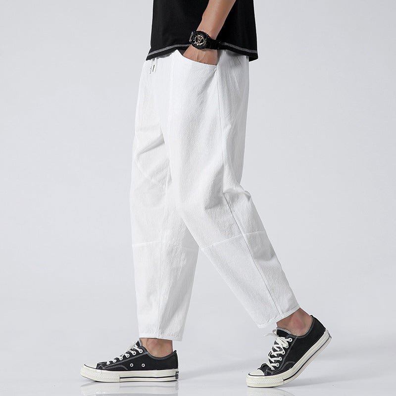 Loose Cotton Linen Cropped Harem Pants Casual - E. M. E. LLC0